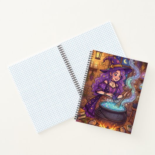 Carnet Sorcière de dessin animé faisant une potion d'amou (Intérieur)