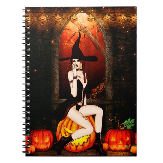 Carnet Sorcière d'Halloween et citrouille (Devant)