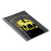 Carnet Sorcière volante Éffrayante de la lune d'Halloween (Côté Droit)