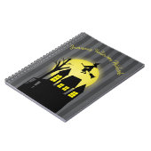 Carnet Sorcière volante Éffrayante de la lune d'Halloween (Côté gauche)