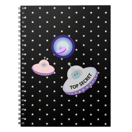 Carnet Soucoupe volante. aliens bleus & étoiles blanches (Devant)