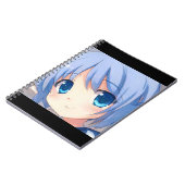 Carnet Souriant mignon manga fille yeux bleu violet (Côté gauche)