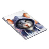 Carnet Souris d'aquarelle en Sweat - shirt à capuche fonc (Côté Droit)