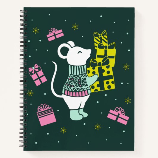 Carnet Souris de Noël avec présentants Illustration (Devant)