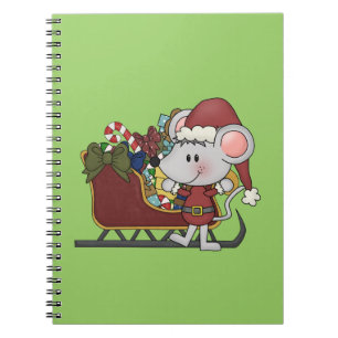 Carnet Souris de Père Noël avec le traîneau