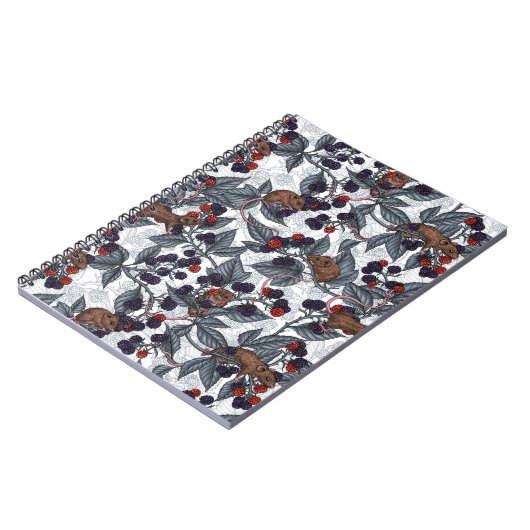 Carnet Souris et mûres sur blanc (Côté gauche)