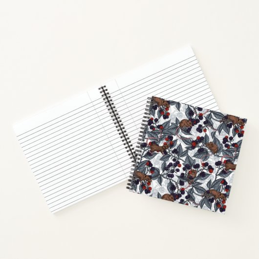 Carnet Souris et mûres sur blanc (Intérieur)