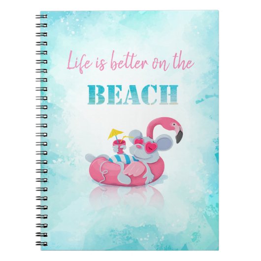 Carnet Souris mignonne Plage élégante (Devant)