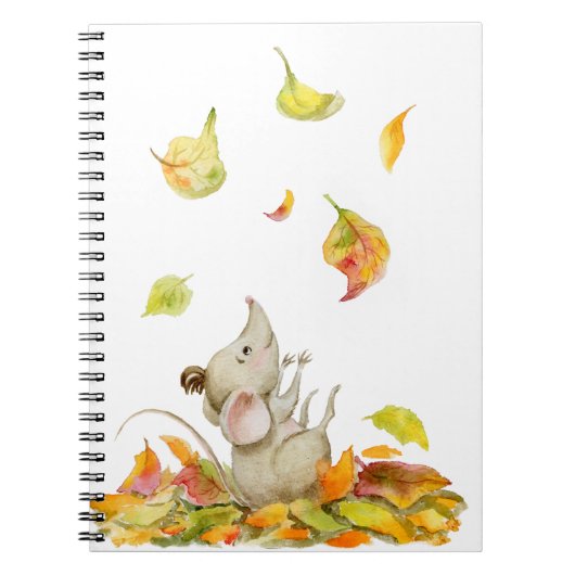 Carnet Souris mou et jaune-orange feuille (Devant)