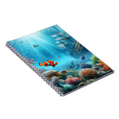 Carnet Sous la mer, tortue, corail, bateau, poisson clown (Côté Droit)