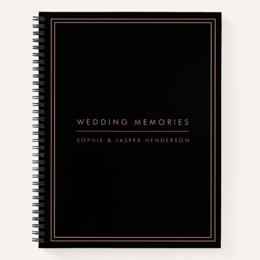 Carnet Souvenirs mariages Elégant Faux Rose Or et Noir (Devant)