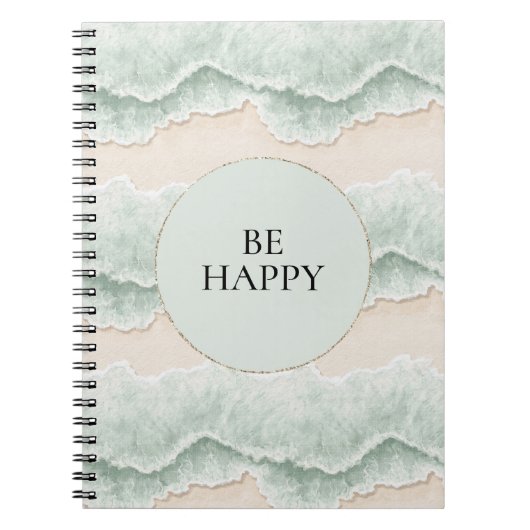 Carnet Soyez Heureux Mint Circle Beach Aqua Waves (Devant)