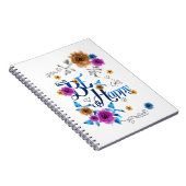 Carnet Soyez heureux Quote Positive Bleu Purple Or Fleurs (Côté Droit)