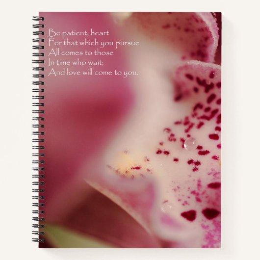 Carnet Soyez patient cœur - Orchidée (Devant)