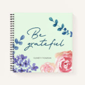 Carnet Soyez reconnaissant Script Aquarelle Fleurs gratit (Devant)