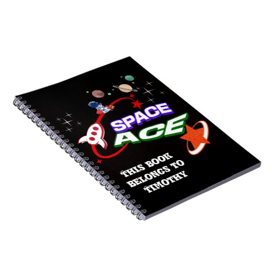 Carnet Space Ace | Planètes | Étoiles | Fusée | modifiabl (Côté Droit)