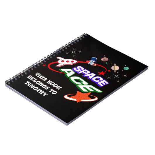 Carnet Space Ace | Planètes | Étoiles | Fusée | modifiabl (Côté gauche)