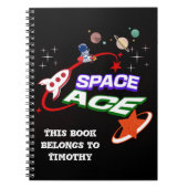 Carnet Space Ace | Planètes | Étoiles | Fusée | modifiabl (Devant)