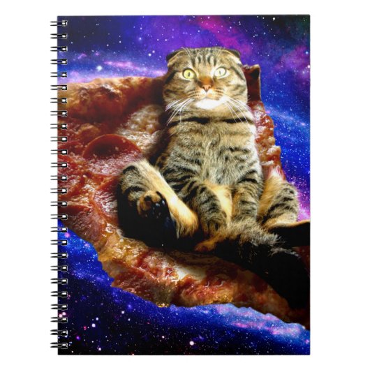 Carnet Space cat couché sur une pizza (Devant)
