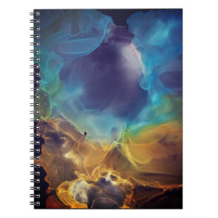 Carnet Space Nebula bleu jaune Alcool art