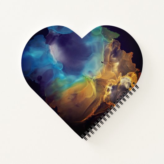 Carnet Space Nebula bleu jaune Alcool art (Dos)