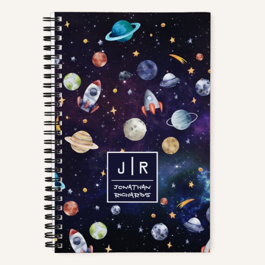 Carnet Space Rocket Galaxy Planètes Personnalisées (Recto)