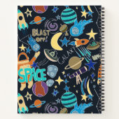 Carnet Space Rocket Planètes Étoiles Doodles Personnalisé (Dos)