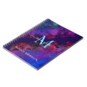 Carnet Space Stars Galaxy Navy Blue Monogramme Nom (Côté gauche)