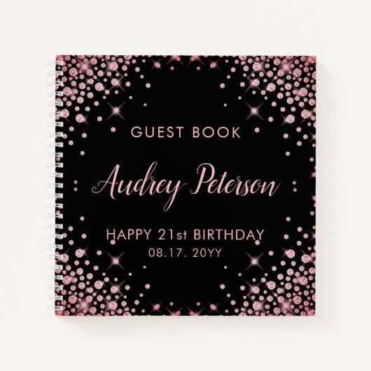 Carnet Sparkle Rose Gold Parties scintillant 21ème annive (Devant)