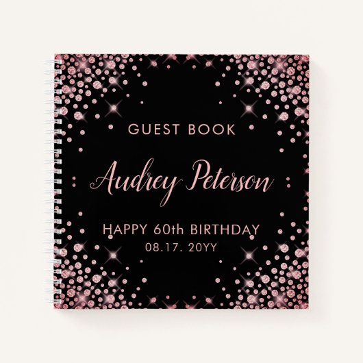 Carnet Sparkle Rose Gold Parties scintillant 60e annivers (Devant)