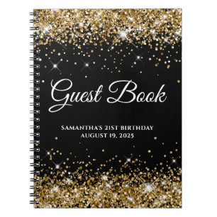 Carnet Sparkly Gold Parties scintillant Noir 21ème annive