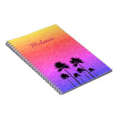 Carnet Sparkly Palm Trees Gradient Sunset Personalised (Côté Droit)