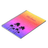 Carnet Sparkly Palm Trees Gradient Sunset Personalised (Côté gauche)