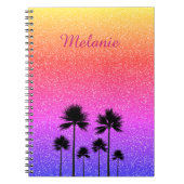 Carnet Sparkly Palm Trees Gradient Sunset Personalised (Devant)