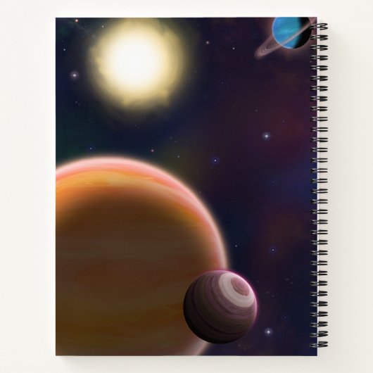 Carnet Spatiale dans l'espace, soleil & planètes spirale (Dos)