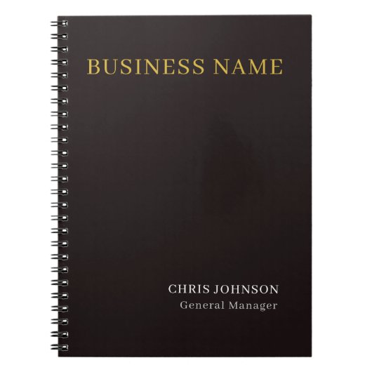 Carnet Spécial couleur noire et or, nom propre, position (Devant)