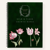 Carnet Spécimen botanique de tulipe vintage avec monogram (Devant)