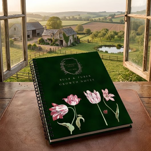 Carnet Spécimen botanique de tulipe vintage avec monogram