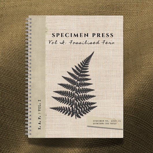 Carnet Specimen Press: Fossil Fern Linen Look Organic