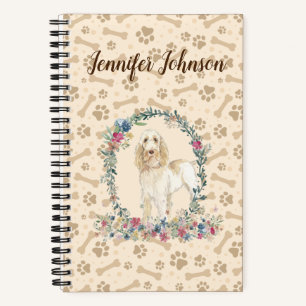 Carnet Spinone Italiano Chien Empreinte de patte & Floral