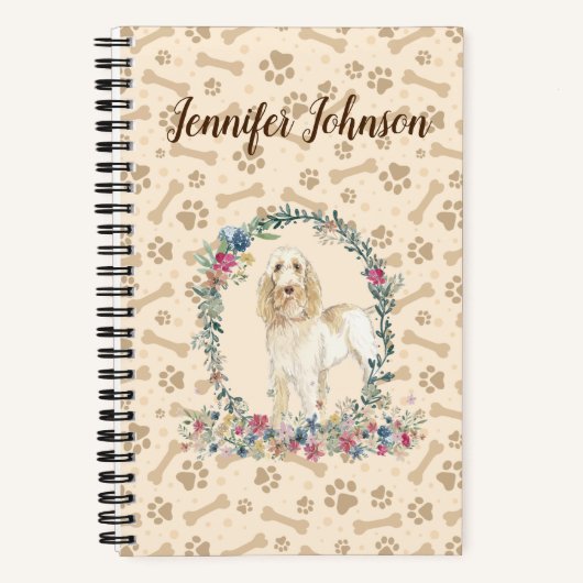 Carnet Spinone Italiano Chien Empreinte de patte & Floral (Recto)