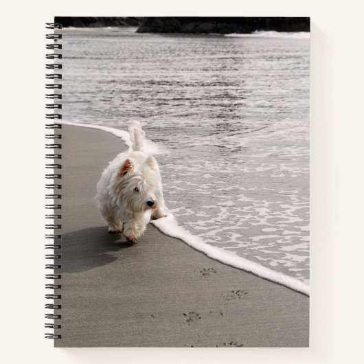 Carnet Spiral 8"x11" Beachcombing Westie (Devant)