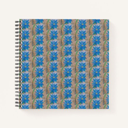 Carnet spiral à fleurs bleues (Devant)