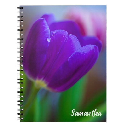Carnet spiral à fleurs de tulipes violettes (Devant)