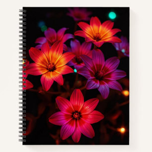 Carnet spiral à fleurs lumineuses