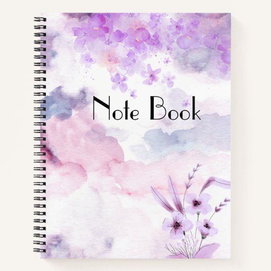 Carnet spiral à l'aquarelle florale pourpre (Devant)