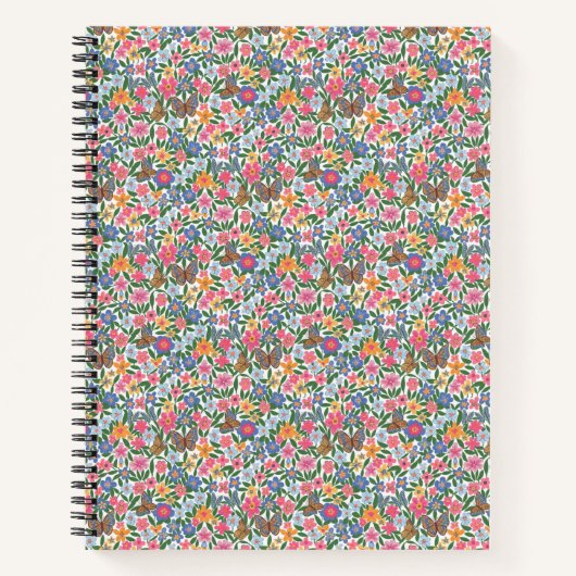 Carnet spiral à motif floral (Devant)