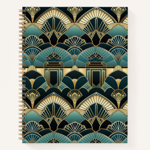 Carnet spiral à motif géométrique Art déco