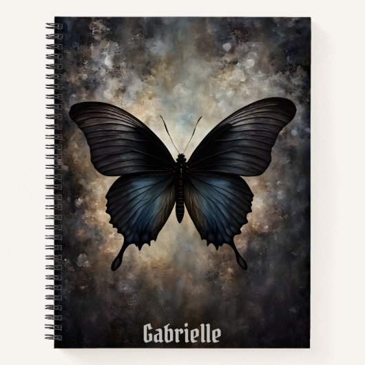 Carnet spiral à papillon gothique noir (Devant)