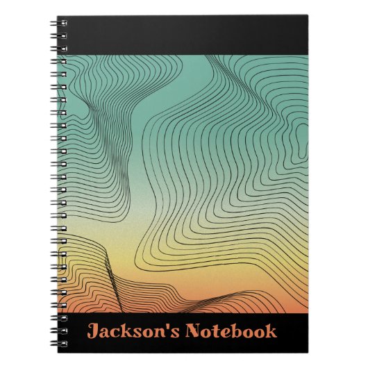 Carnet spiral Abstrait vert et orange (Devant)